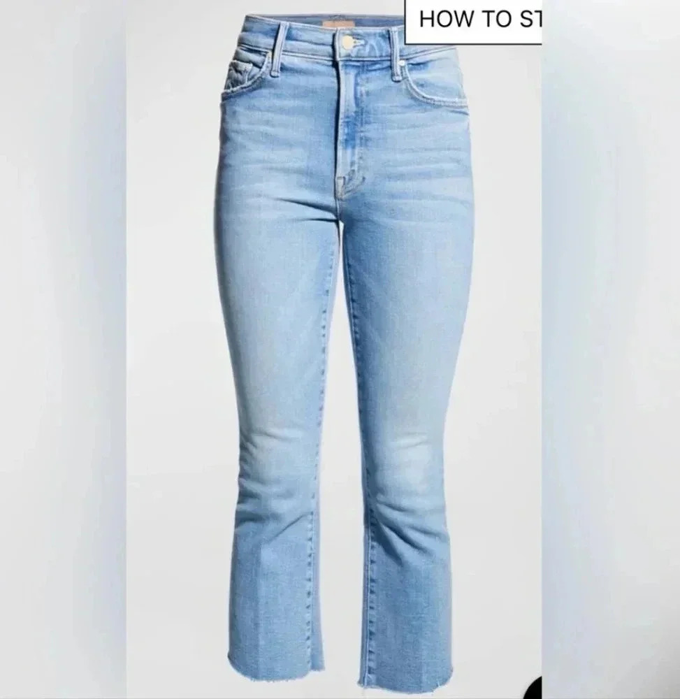 Mother Insider Crop Step Fray Limited Edition Size 25 Light Blue - Picture 2 of 9